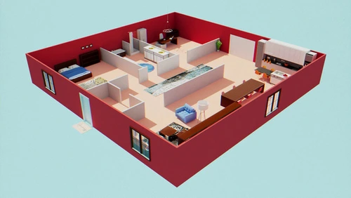 A 3D picture of an interior of a house where it shows where molds can be found